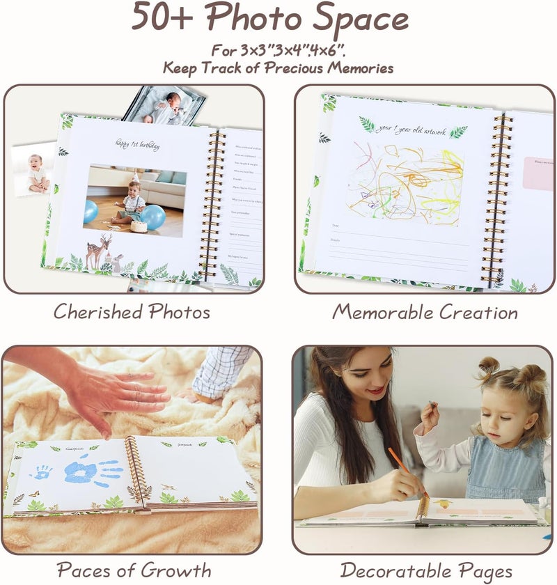 Orzbow Baby Memory Book for Boys and Girls, Timeless First 5 Year Baby Keepsake Book, Gender Neutral Journal Scrapbook Photo Album, Record a Milestone for every Event from Birth to Age 5 - Image 4